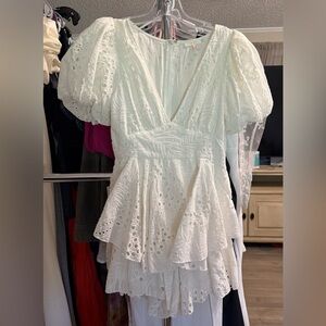 Luxxel White Eyelet Jumpsuit